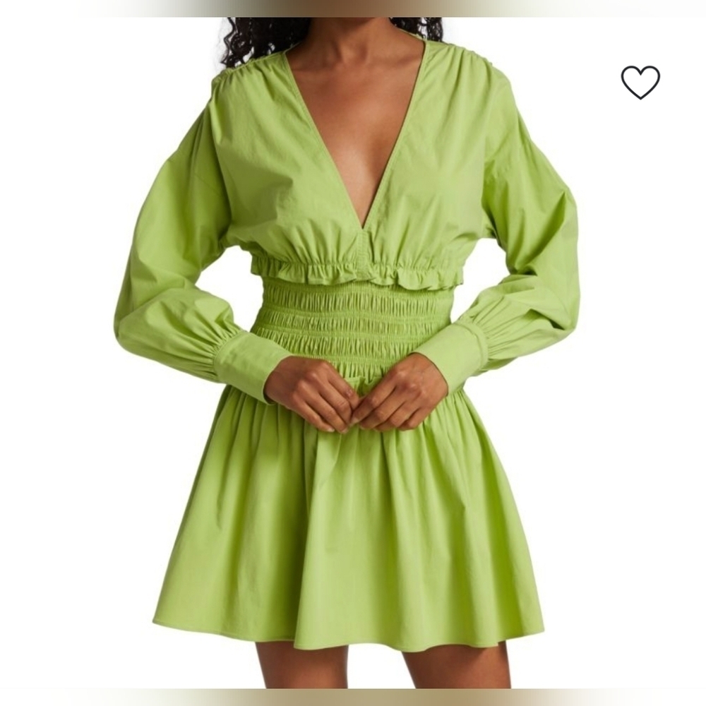 Ramy Brook Lime Blythe Smocked Mini Dress Size XS